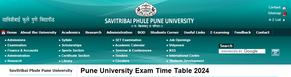 Pune University Time Table