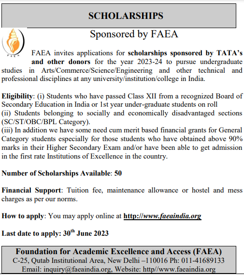 Faea Scholarship Notice