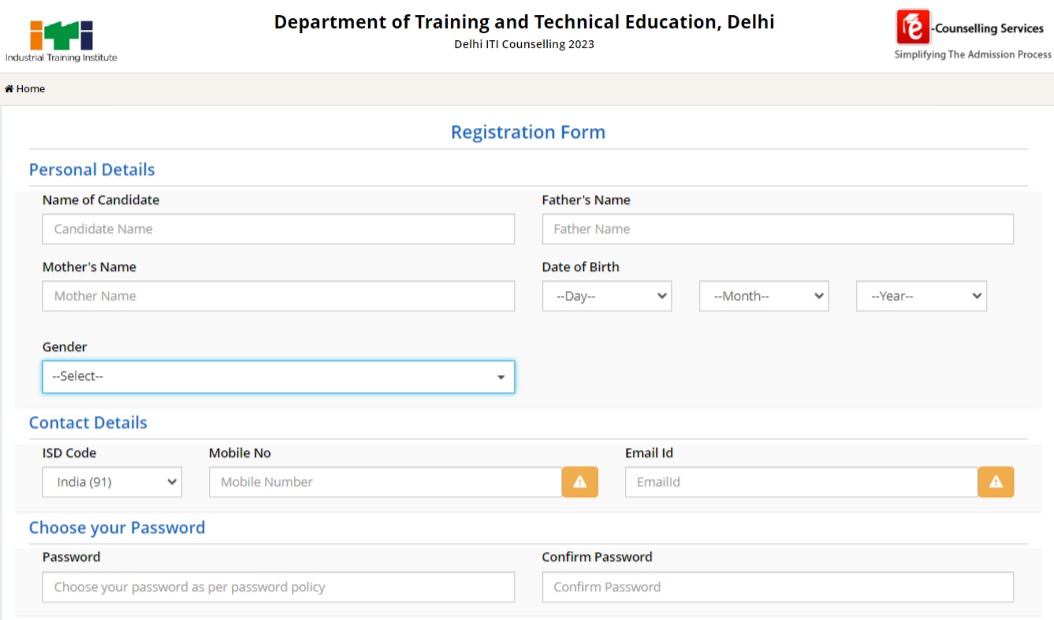 ITI Delhi Admission