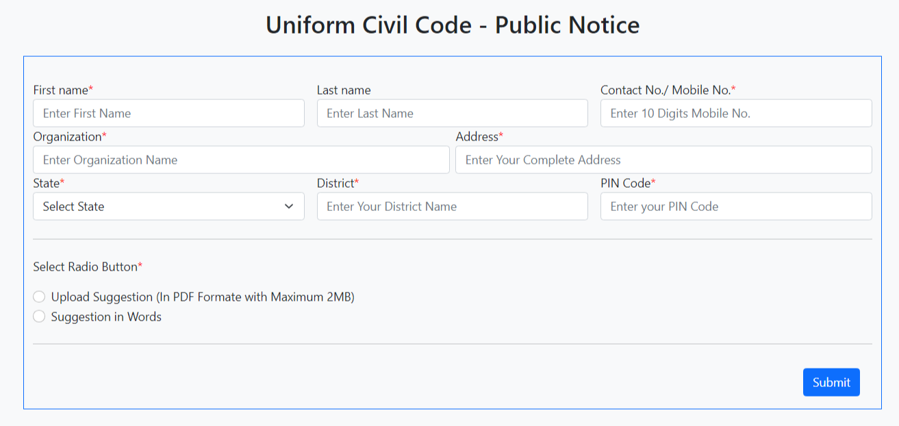 Uniform Civil Code Voting 