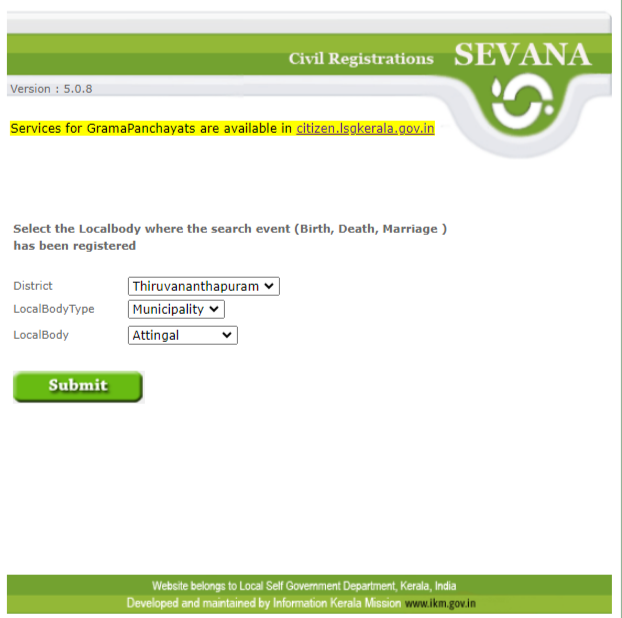 Sevana Civil Registration Certificate